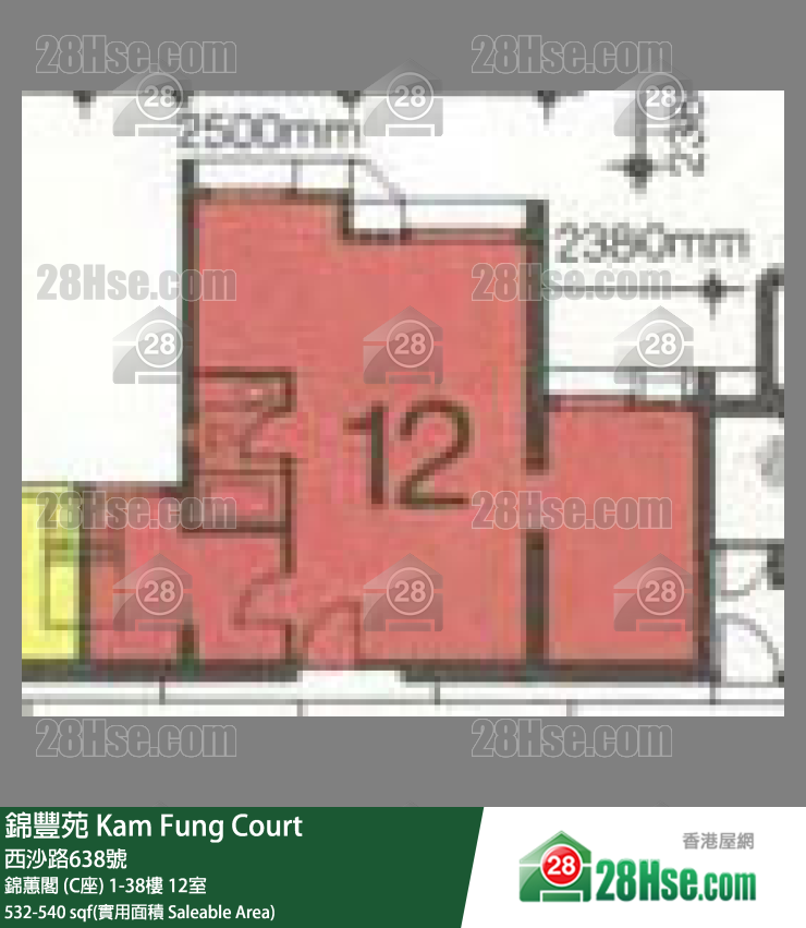 錦豐苑 錦蕙閣 (C座)1樓 12室 平面圖
