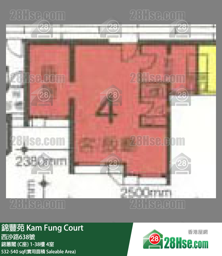 錦豐苑 錦蕙閣 (C座)19樓 4室 平面圖