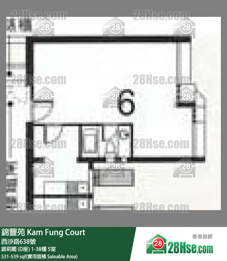錦豐苑 錦莉閣 (D座)6樓 5室 平面圖