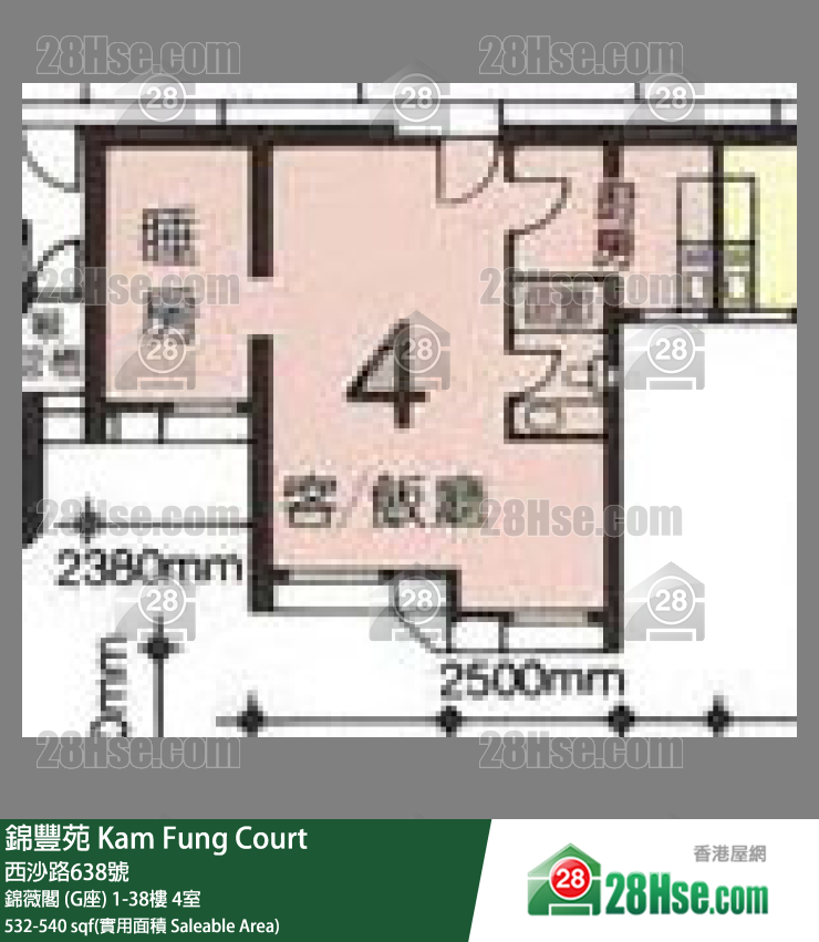 錦豐苑 錦薇閣 (G座)24樓 4室 平面圖