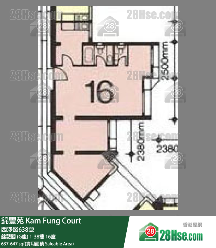 錦豐苑 錦薇閣 (G座)12樓 16室 平面圖