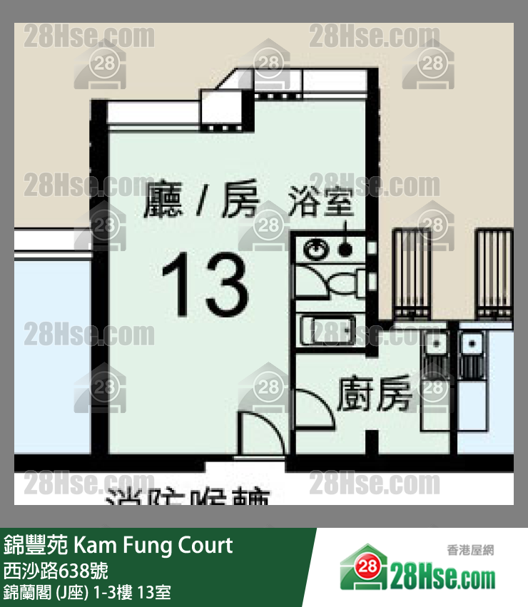 錦豐苑 錦蘭閣 (J座)2樓 13室 平面圖