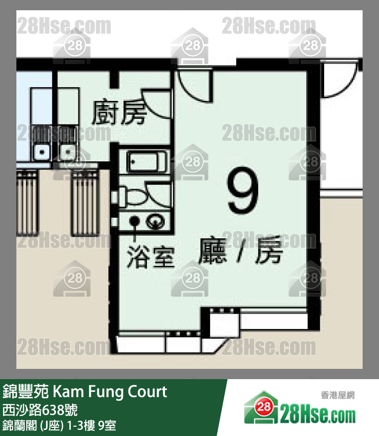 錦豐苑 錦蘭閣 (J座)1樓 9室 平面圖