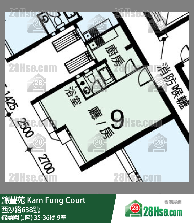 錦豐苑 錦蘭閣 (J座) 36樓 9室 平面圖