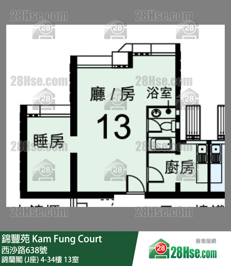 錦豐苑 錦蘭閣 (J座)23樓 13室 平面圖