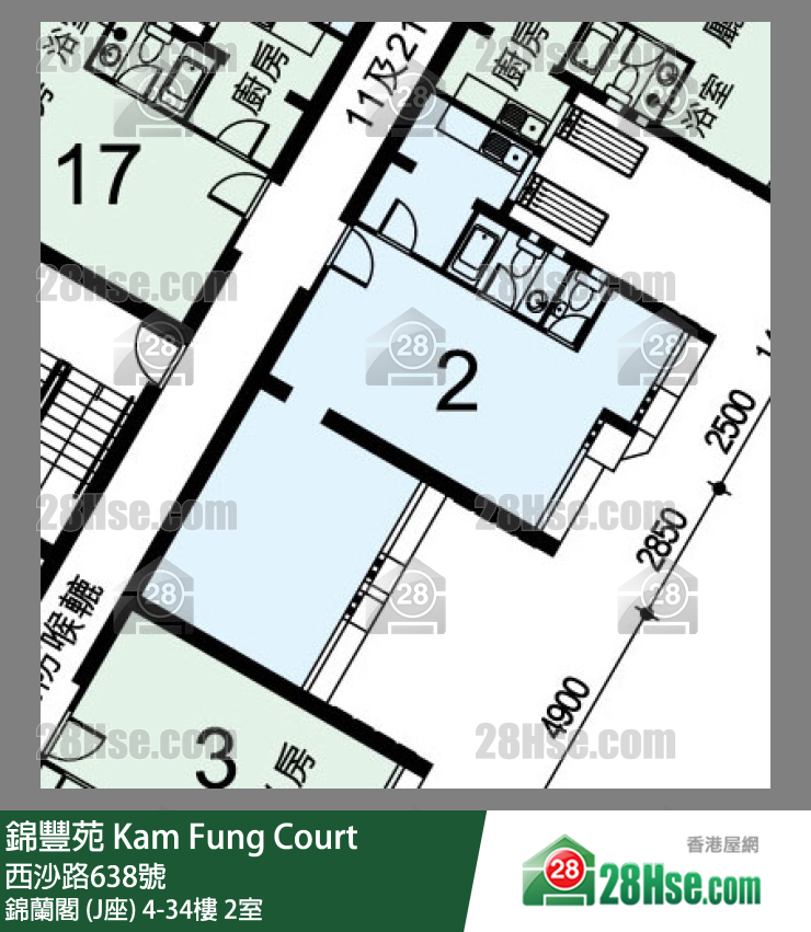 錦豐苑 錦蘭閣 (J座)24樓 2室 平面圖