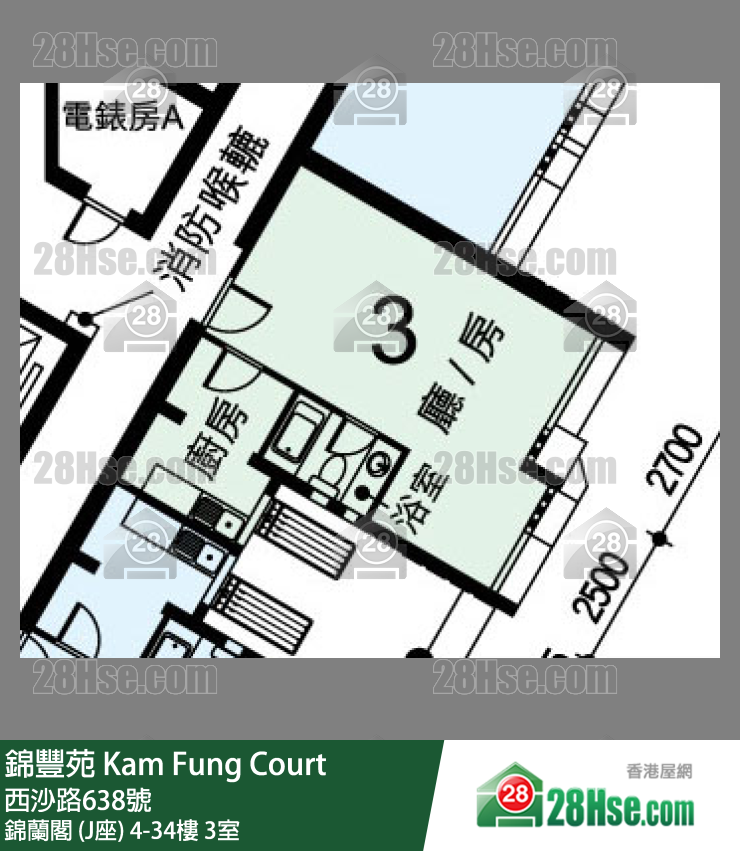 錦豐苑 錦蘭閣 (J座)9樓 3室 平面圖