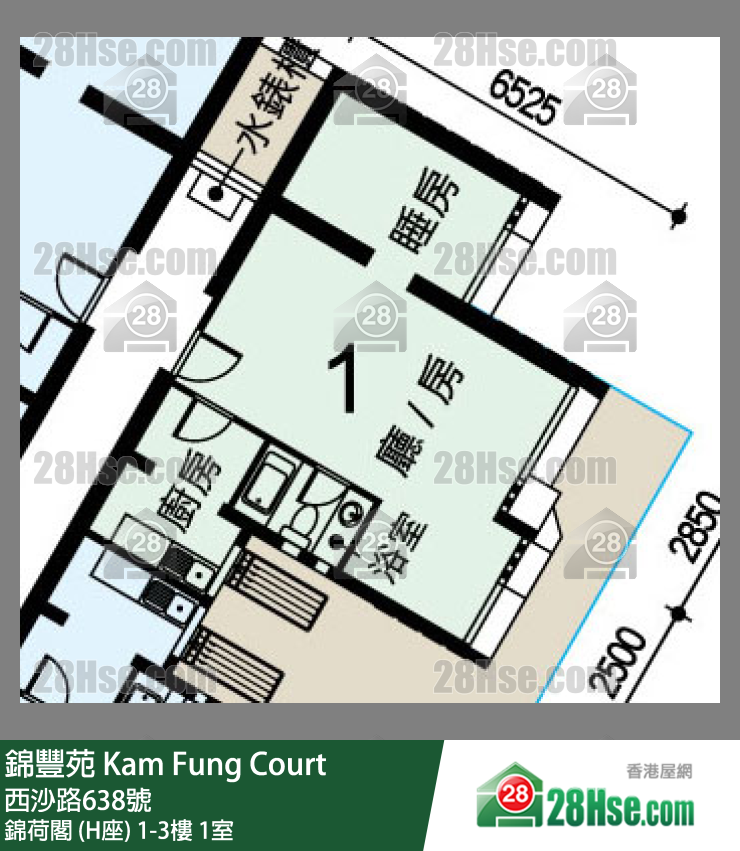 錦豐苑 錦荷閣 (H座)3樓 1室 平面圖