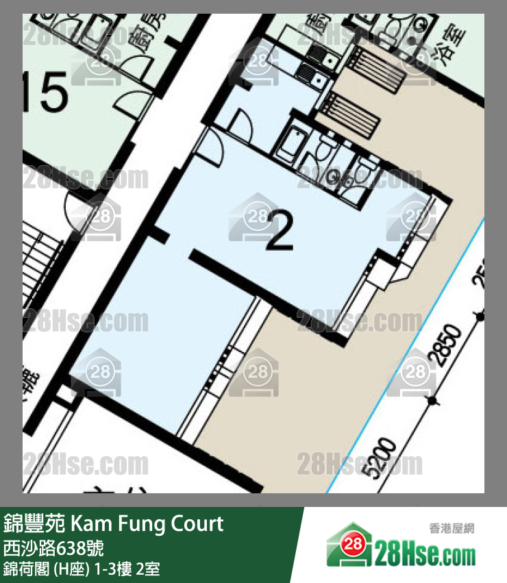 錦豐苑 錦荷閣 (H座)3樓 2室 平面圖