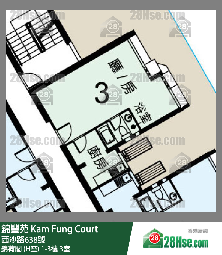 錦豐苑 錦荷閣 (H座) 2樓 3室 平面圖