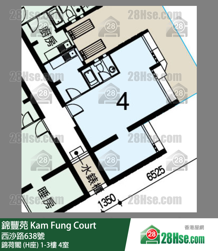 錦豐苑 錦荷閣 (H座)3樓 4室 平面圖