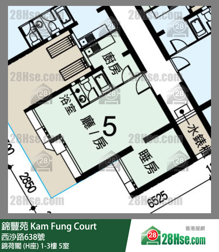 錦豐苑 錦荷閣 (H座)3樓 5室 平面圖