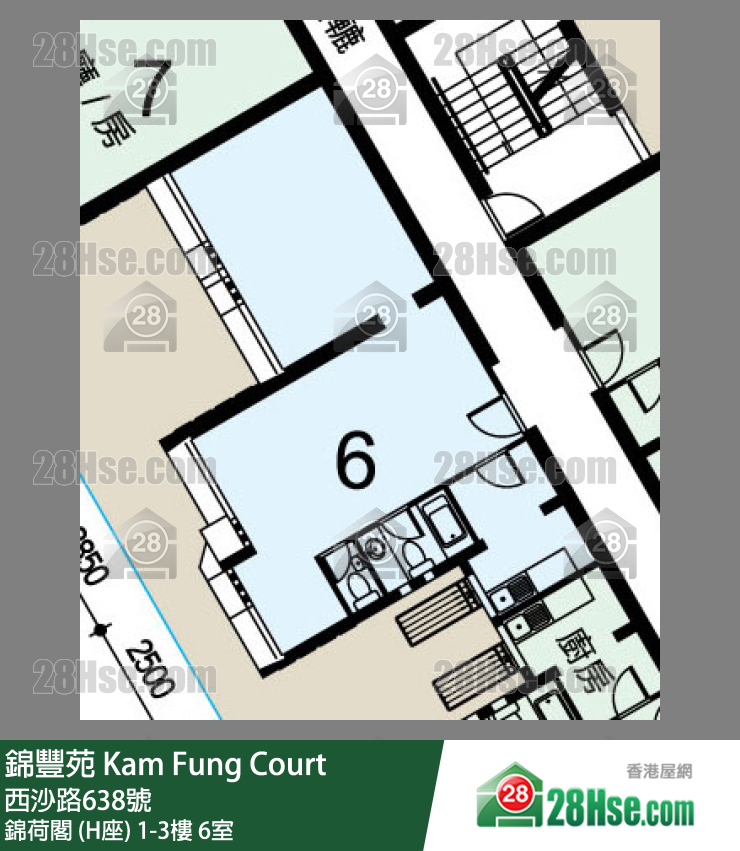 錦豐苑 錦荷閣 (H座) 3樓 6室 平面圖