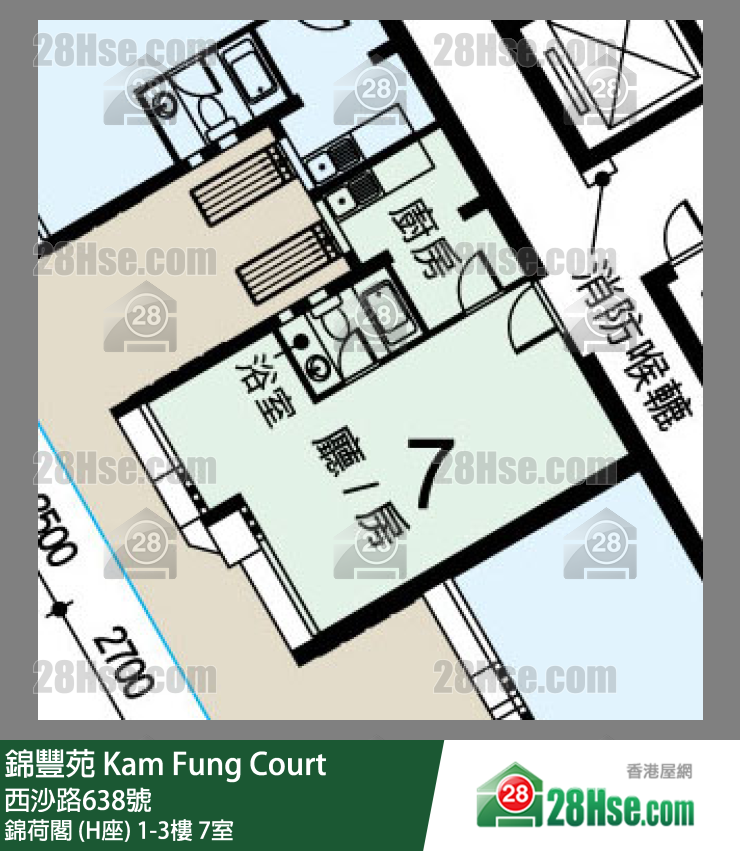 錦豐苑 錦荷閣 (H座)2樓 7室 平面圖