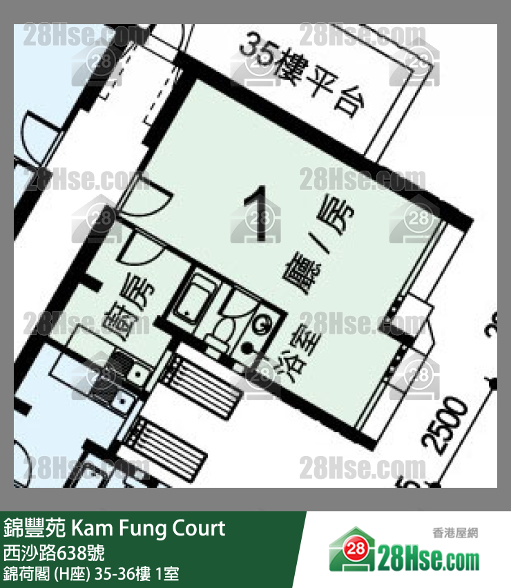 錦豐苑 錦荷閣 (H座) 36樓 1室 平面圖