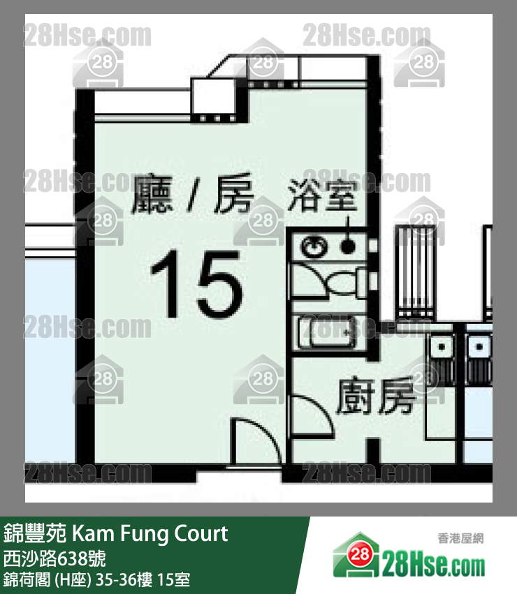 錦豐苑 錦荷閣 (H座)36樓 15室 平面圖