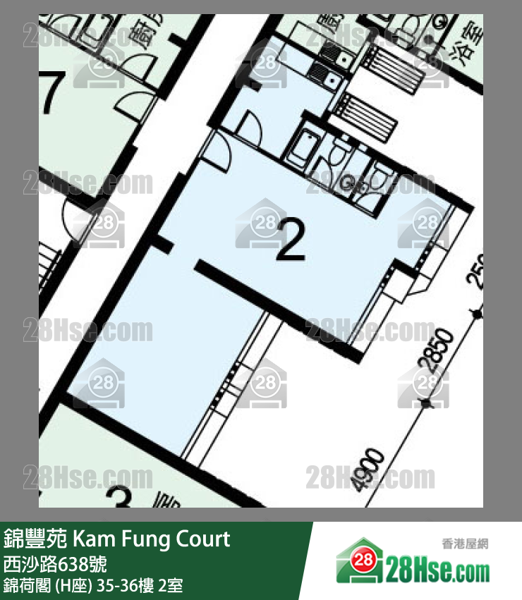 錦豐苑 錦荷閣 (H座)35樓 2室 平面圖