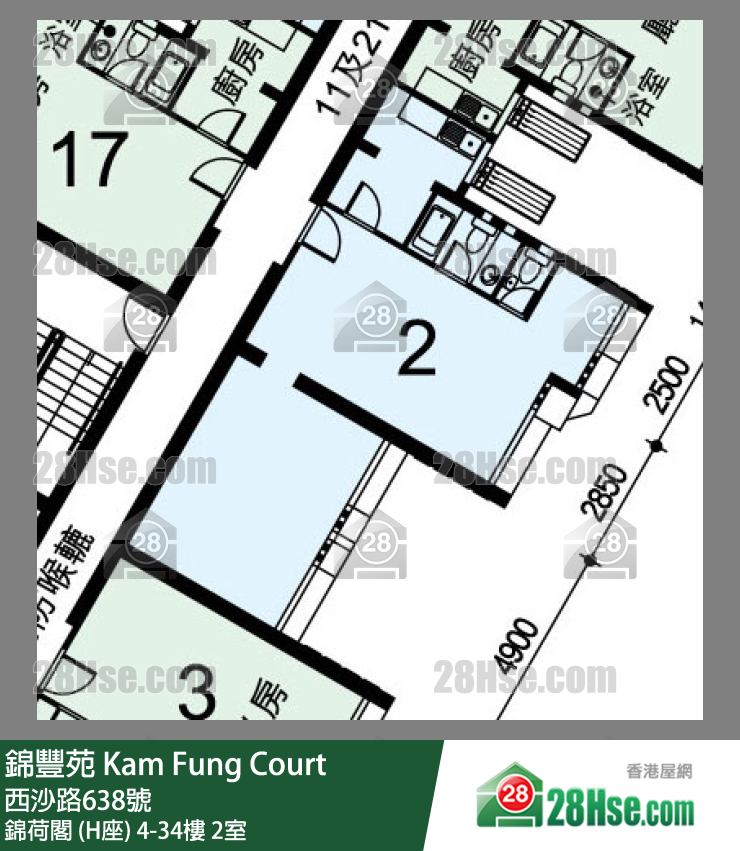 錦豐苑 錦荷閣 (H座)31樓 2室 平面圖