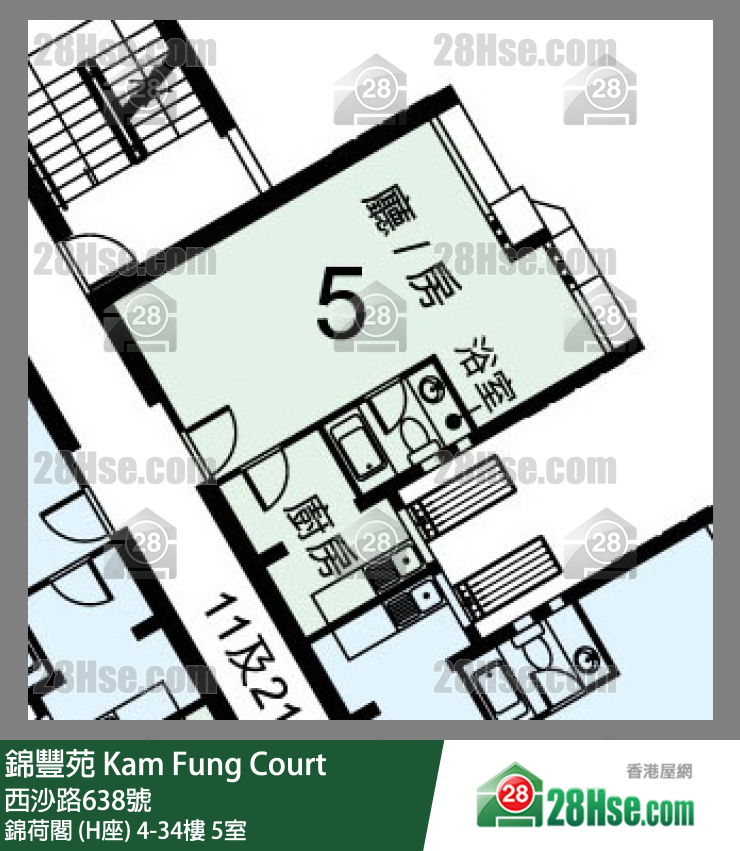 錦豐苑 錦荷閣 (H座) 7樓 5室 平面圖