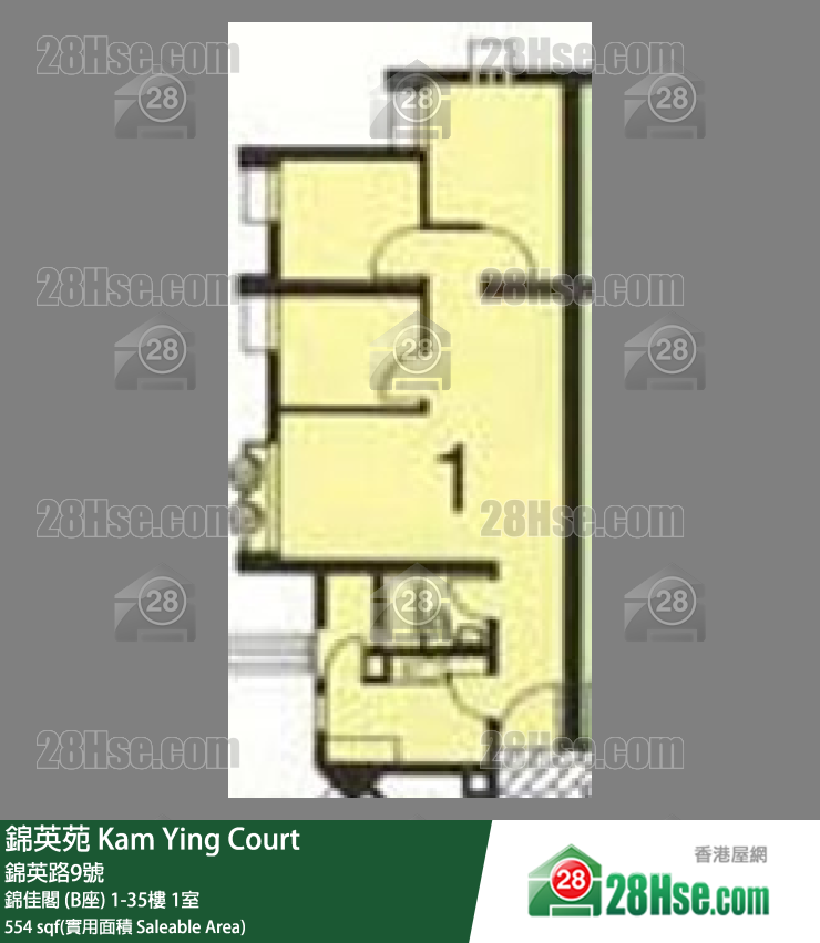 錦英苑 錦佳閣 (B座)23樓 1室 平面圖