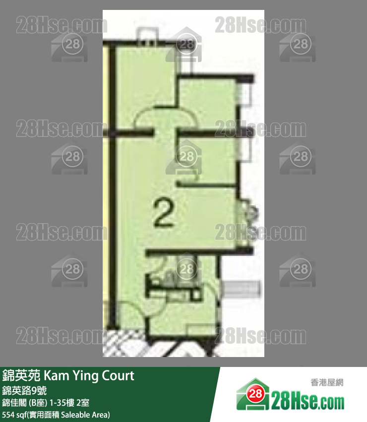 錦英苑 錦佳閣 (B座)19樓 2室 平面圖