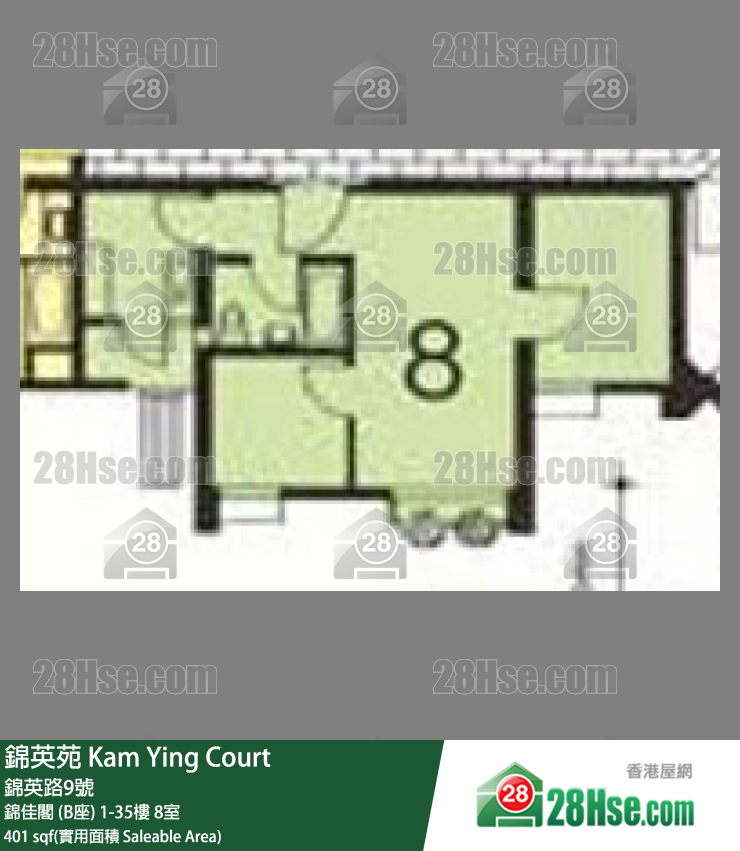 錦英苑 錦佳閣 (B座)28樓 8室 平面圖