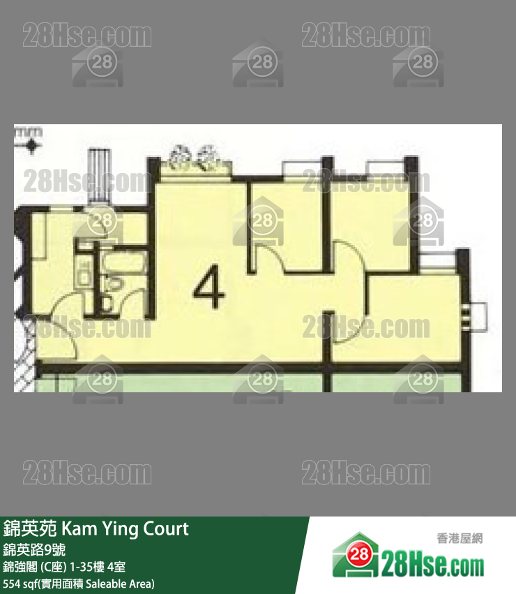 錦英苑 錦強閣 (C座)12樓 4室 平面圖