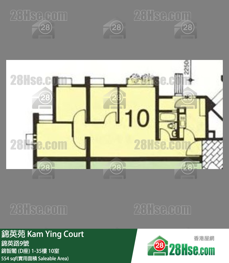 錦英苑 錦智閣 (D座)8樓 10室 平面圖