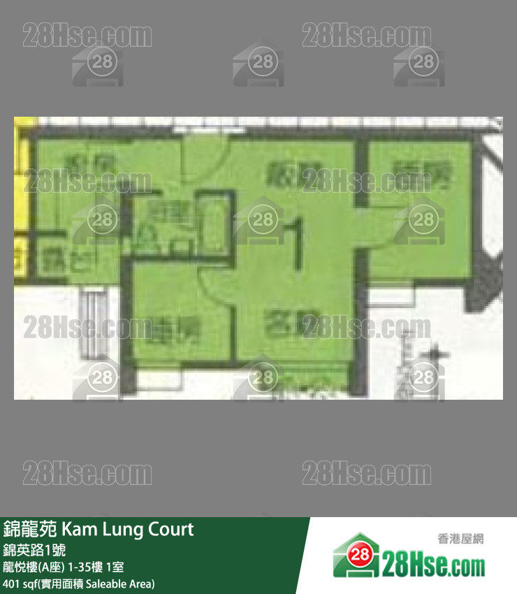 錦龍苑 龍悅樓(A座)19樓 1室 平面圖