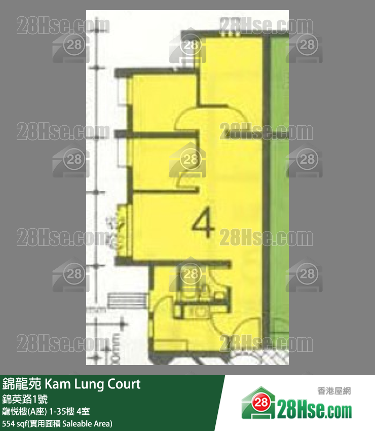 錦龍苑 龍悅樓(A座) 1樓 4室 平面圖