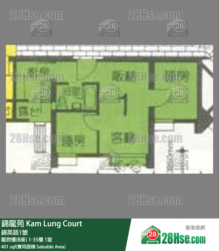 錦龍苑 龍欣樓(B座)32樓 1室 平面圖