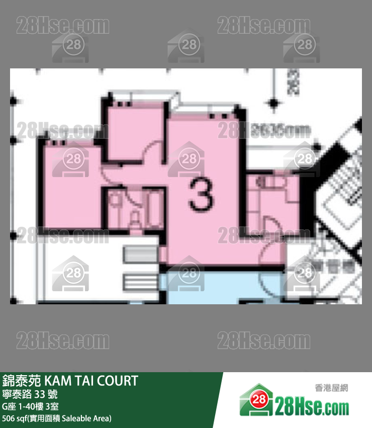 錦泰苑 G座 21樓 3室 平面圖