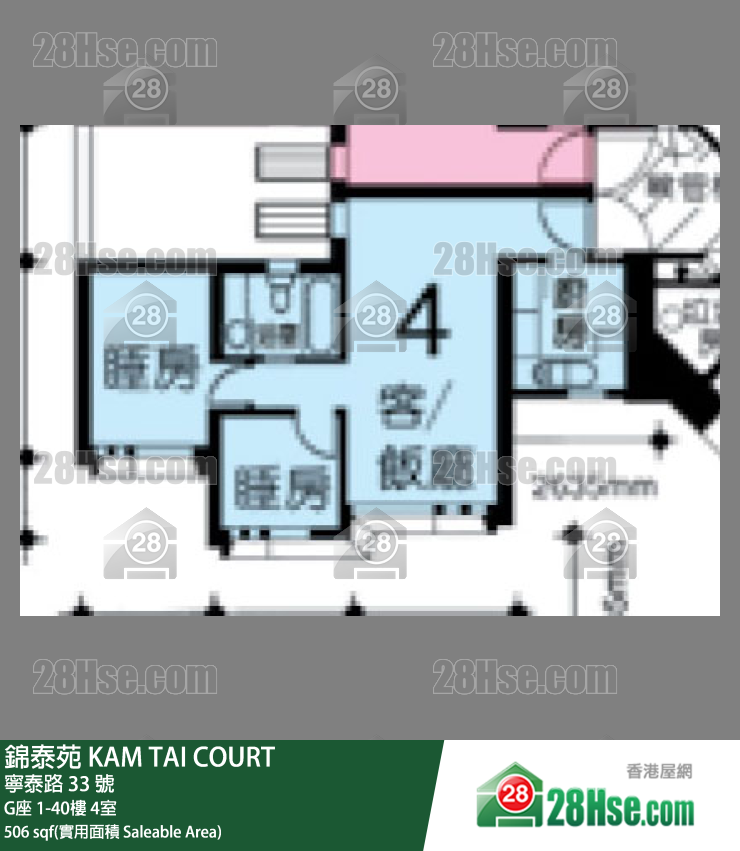 錦泰苑 G座1樓 4室 平面圖