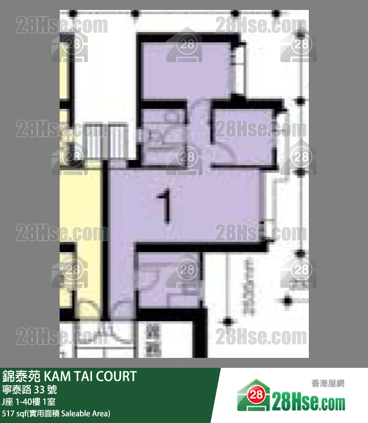 錦泰苑 J座25樓 1室 平面圖
