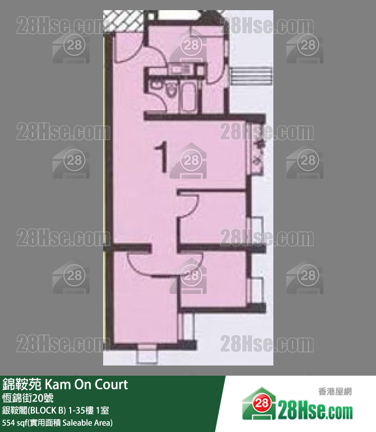 錦鞍苑 銀鞍閣(BLOCK B)16樓 1室 平面圖