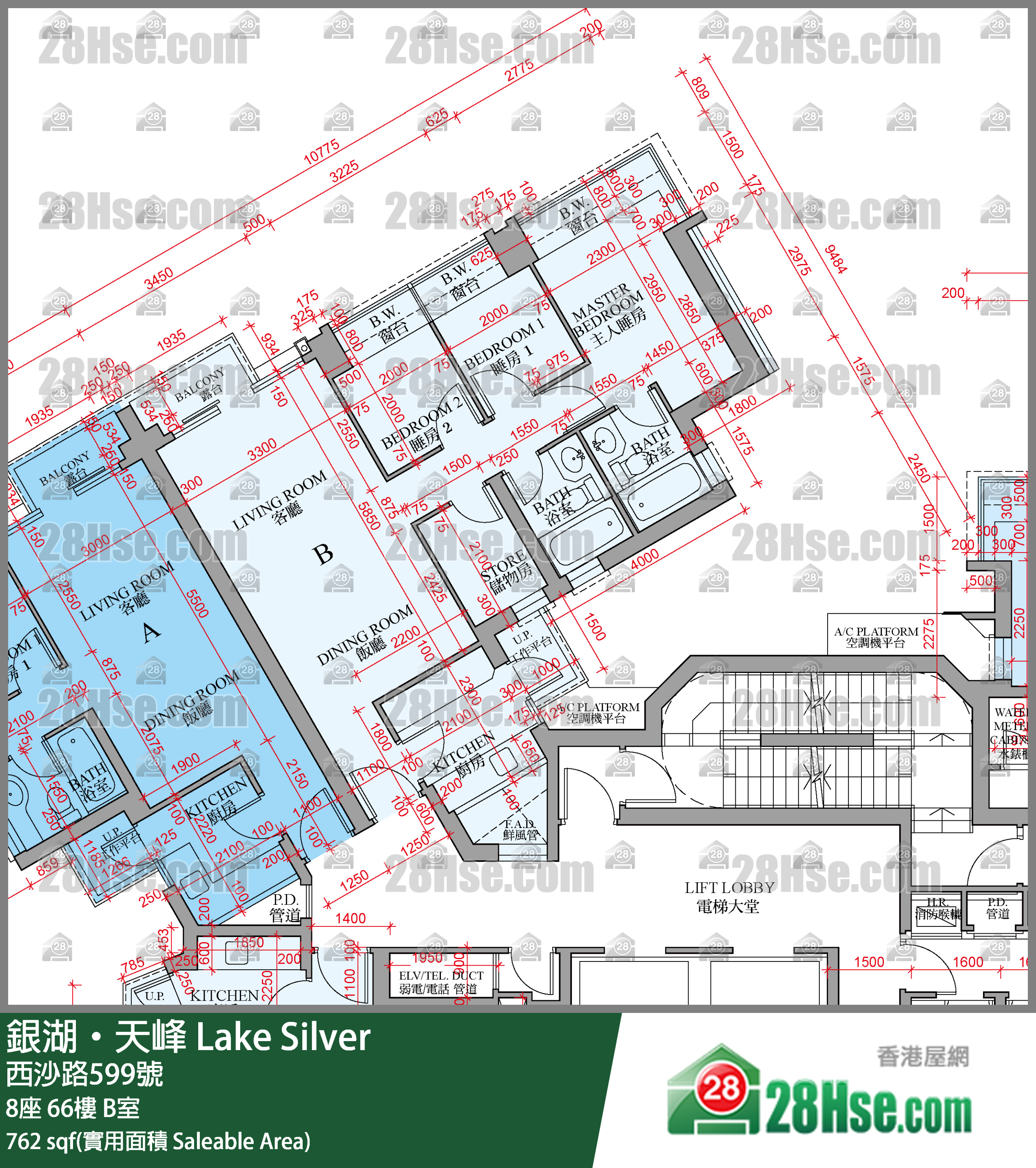 銀湖天峰 8座66樓 B室 平面圖
