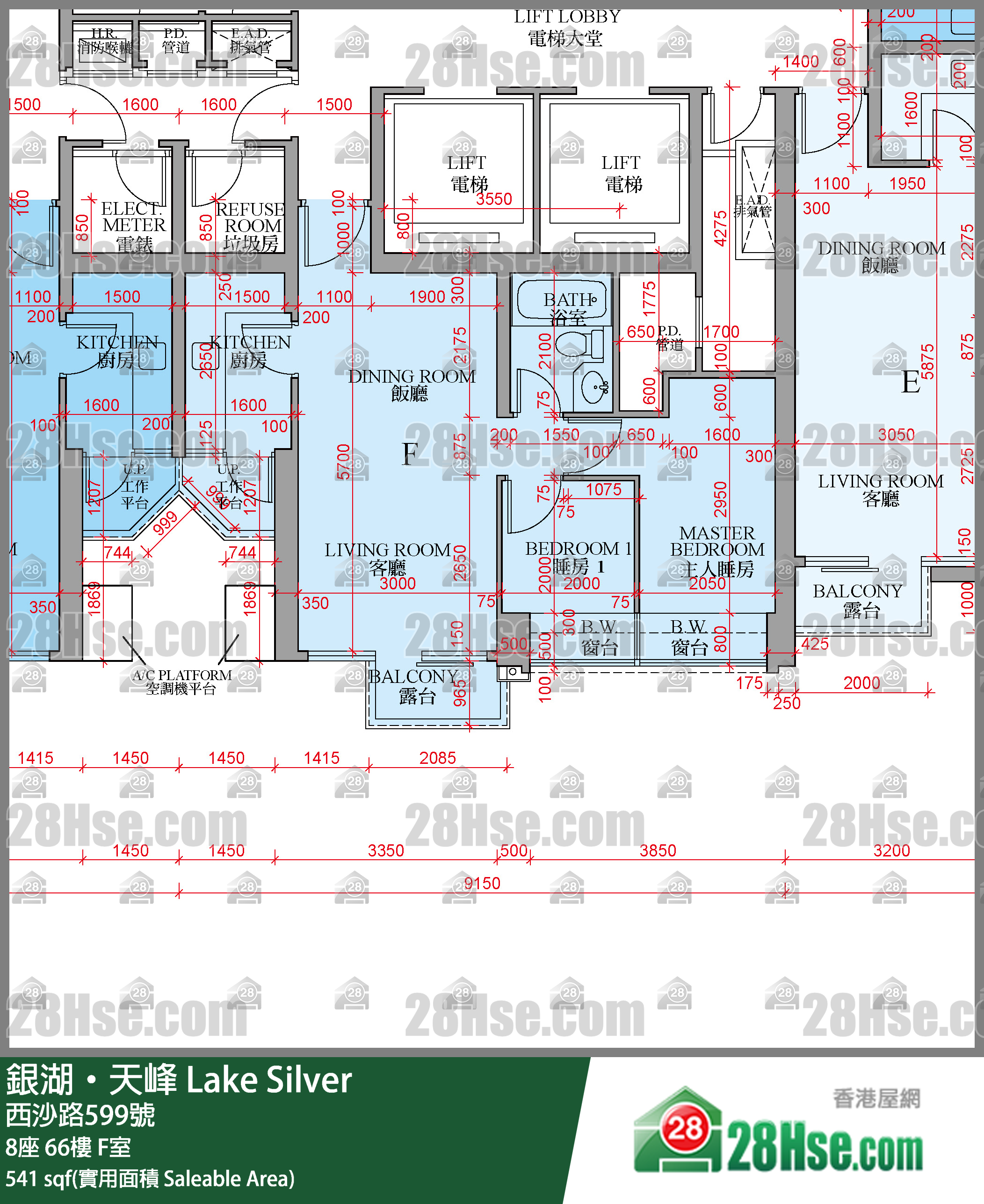 銀湖天峰 8座 66樓 F室 平面圖