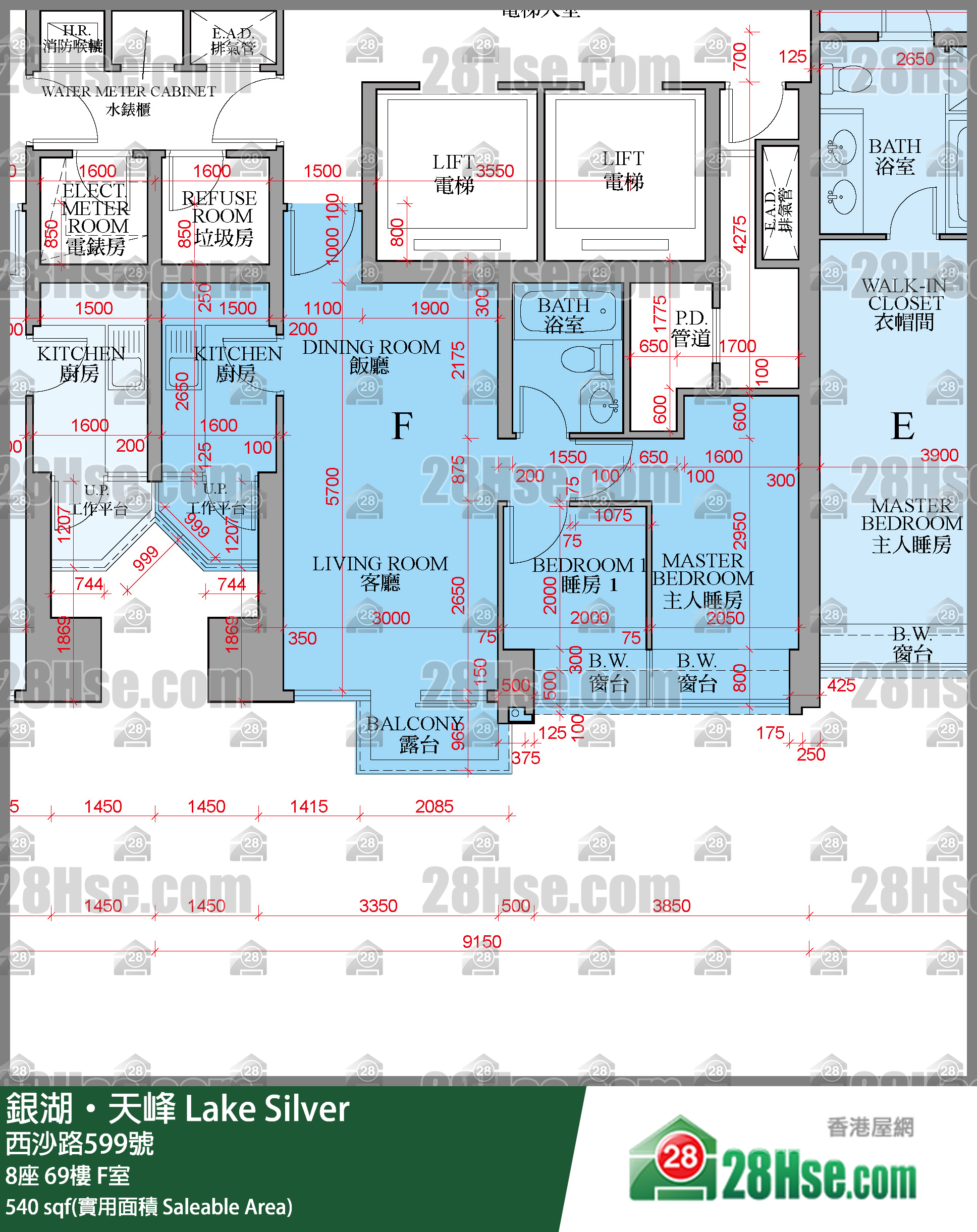 銀湖天峰 8座69樓 F室 平面圖
