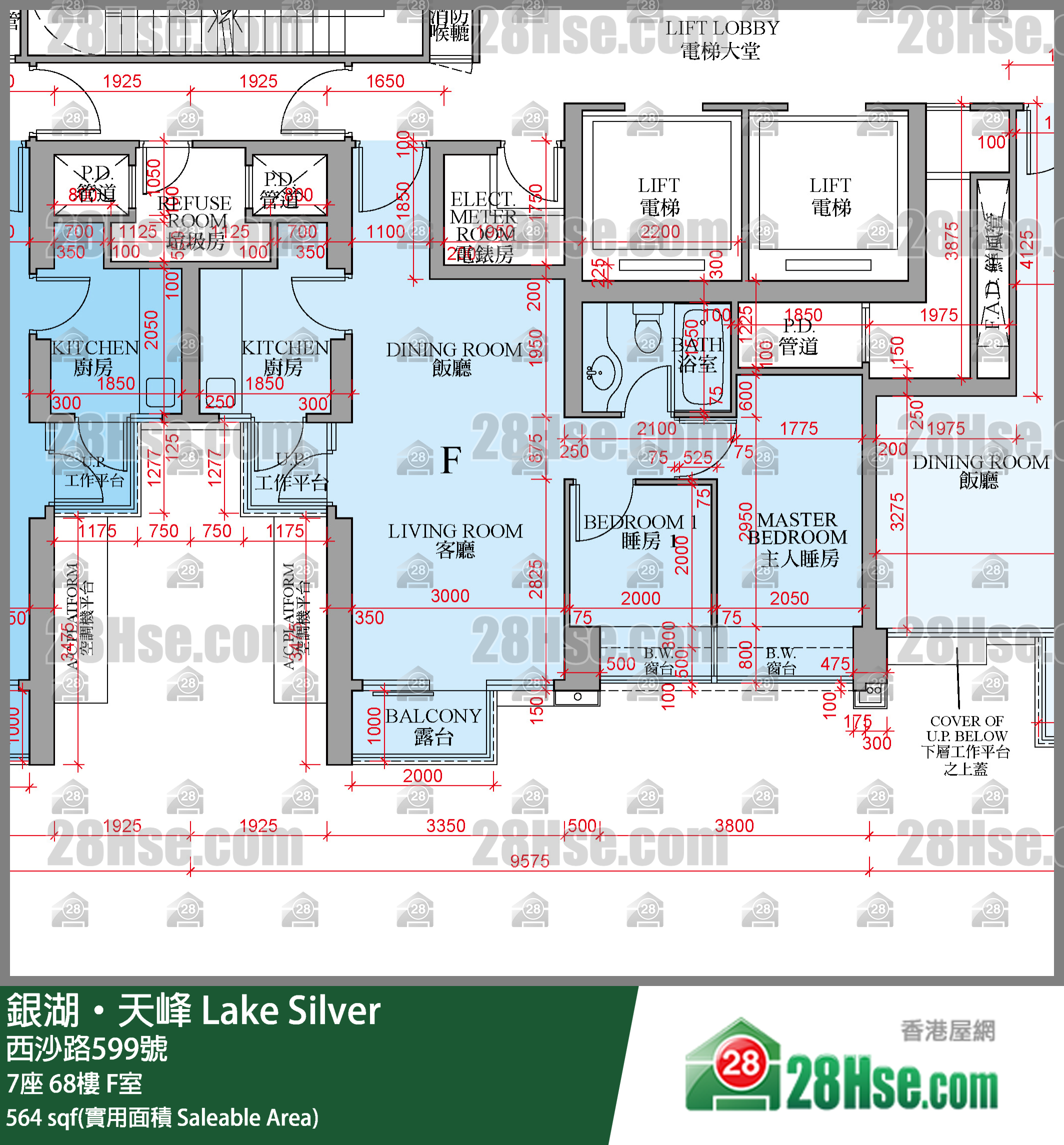銀湖天峰 7座 68樓 F室 平面圖