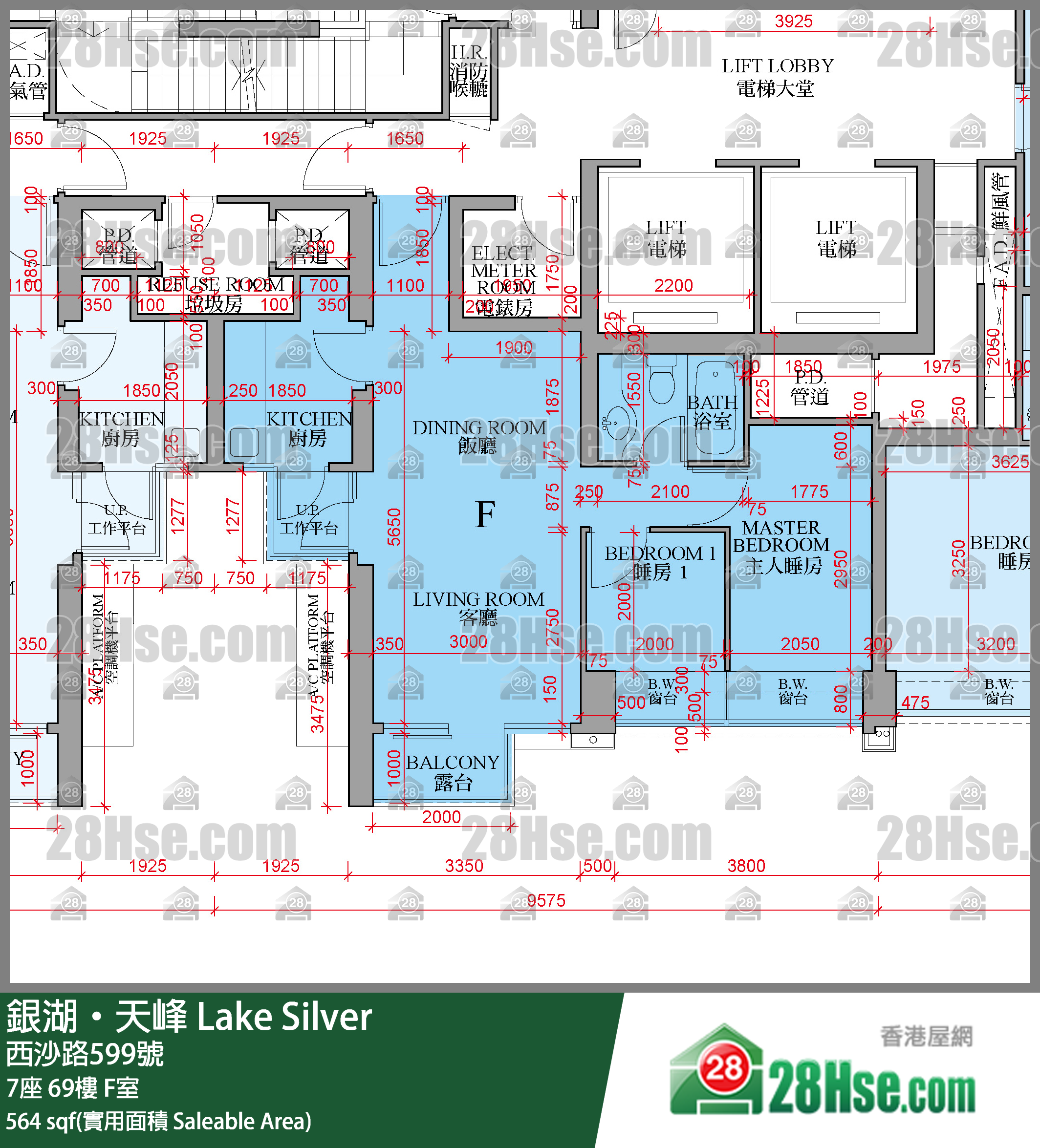 銀湖天峰 7座 69樓 F室 平面圖