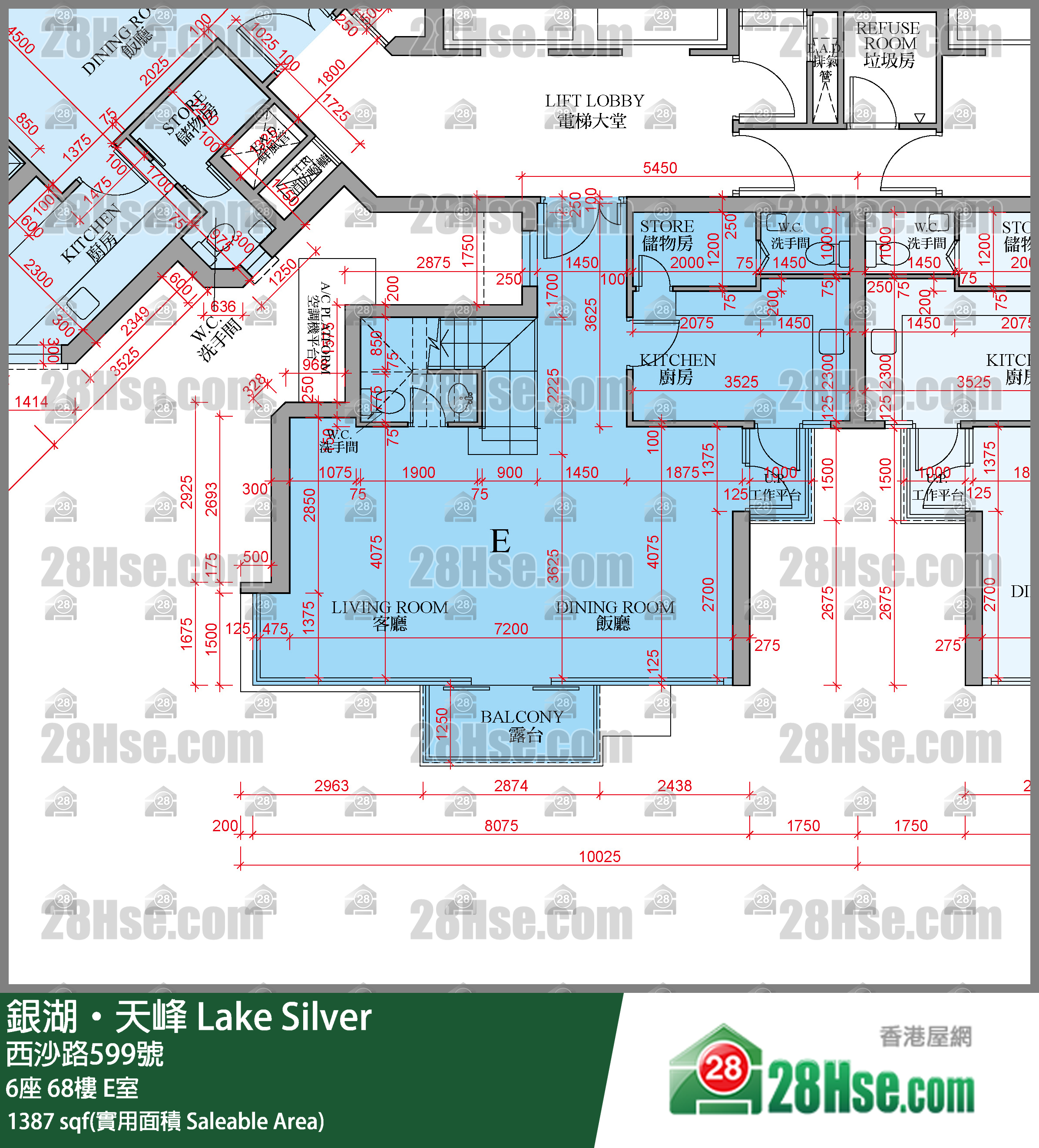 銀湖天峰 6座 68樓 E室 平面圖