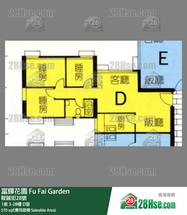 富辉花园 1座8楼 D室 平面图
