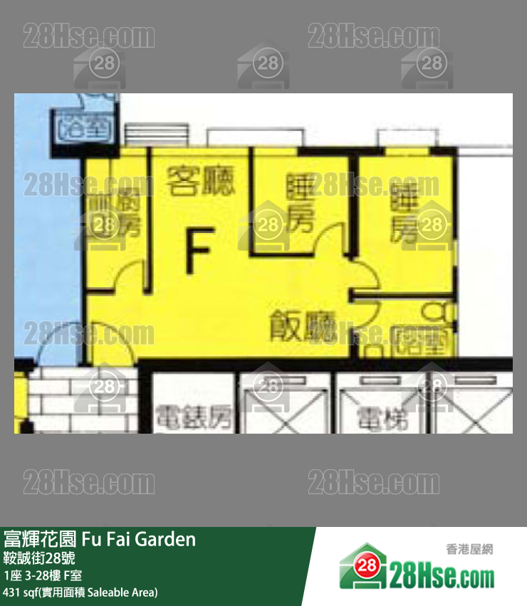 富辉花园 1座24楼 F室 平面图