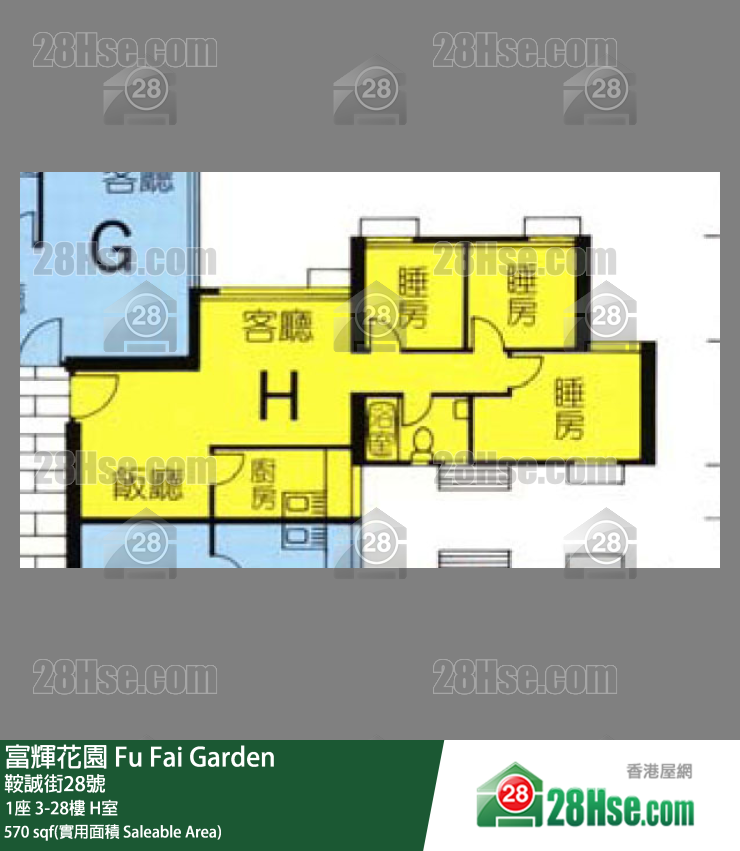 富辉花园 1座 27楼 H室 平面图