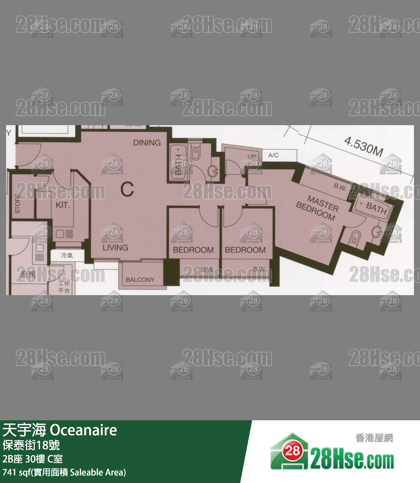 天宇海 屋苑大廈2B座30樓 C室 平面圖