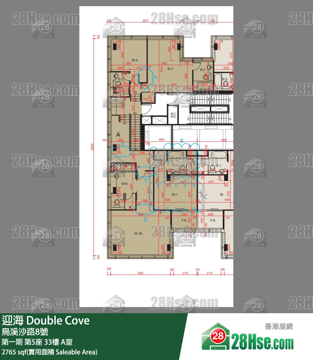 迎海 第一期第5座33楼 A室 平面图