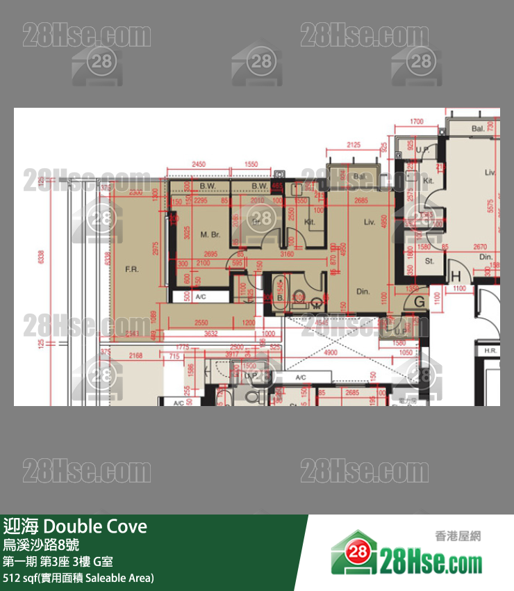 迎海 第一期 第3座 3楼 G室 平面图