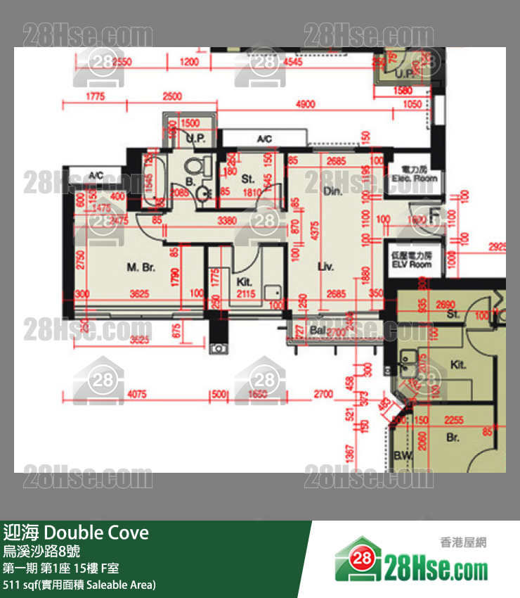 迎海 第一期第1座15樓 F室 平面圖