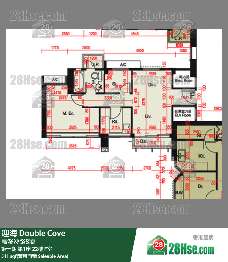 迎海 第一期第1座22樓 F室 平面圖