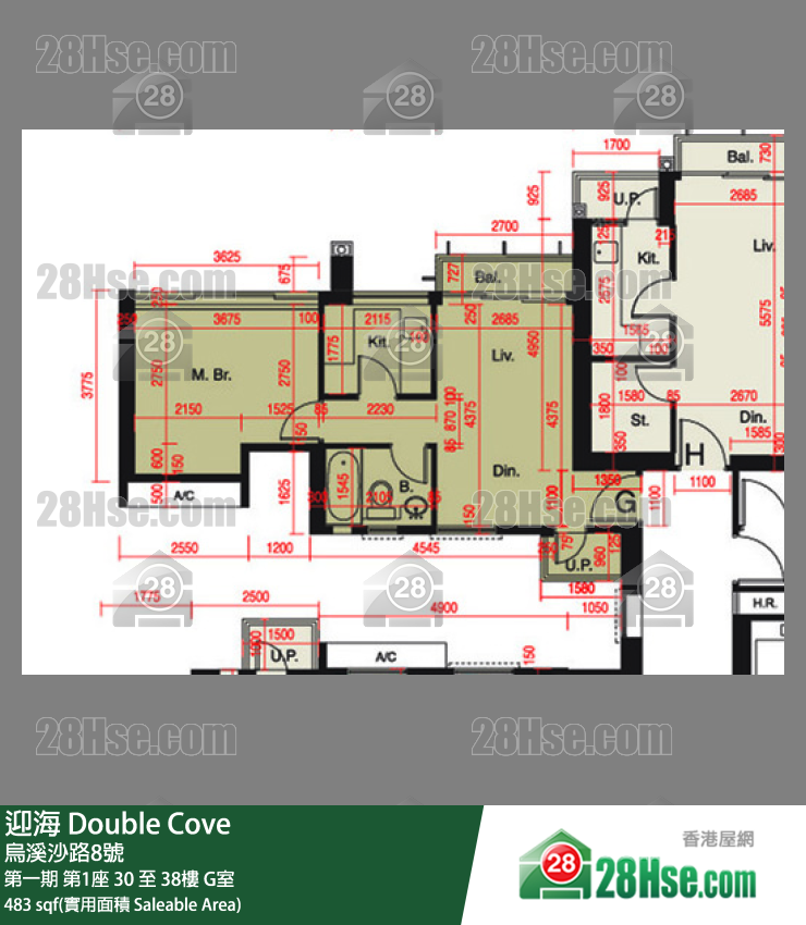 迎海 第一期第1座38樓 G室 平面圖
